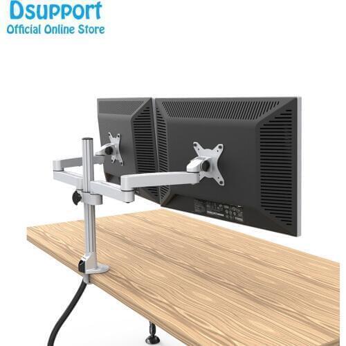 Aluminum Alloy Full Motion Dual Monitor Mount Holder Stand with Cable Management Free Lifting Retractable Bracket