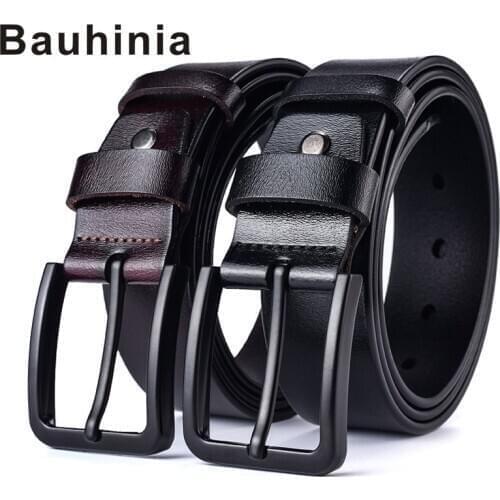 Bauhinia brand mens leather alloy pin buckle leather 110-125CM mens casual retro trouser belt belt