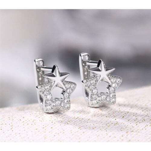 Huitan Star Earrings Romantic Bride Wedding Accessories U Shaped Hoops Womens Earrings Fancy Girl Gift Statement Jewelry 2021