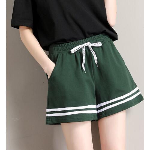 Shorts slacks cotton reflective rainbow women clothes 2019 black rave mini fem me plus size sexy Loose green striped elastic