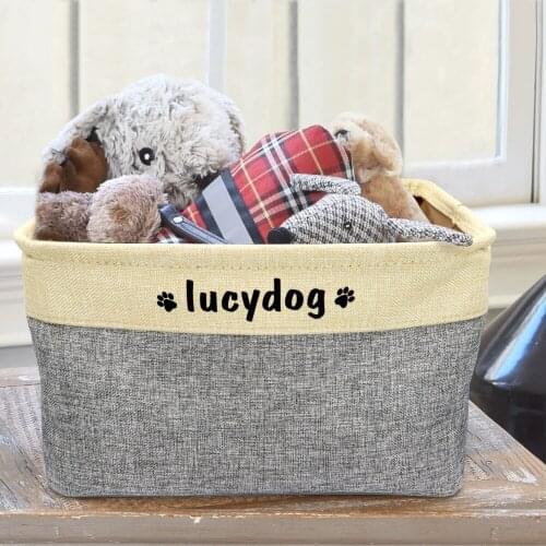 Collapsible Dog Toys Storage Bin Canvas Personalized Dog Accessories Storage Basket Bin Pet Organizer Box Perfect For Organizing