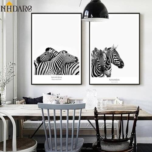 Modern Black White Quote African Country Name Animal Zebra Canvas Poster Painting Decorative Picture for Living Room Home Decor