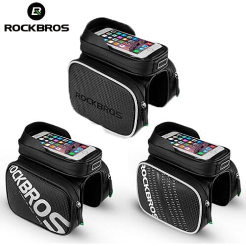 ROCKBROS Rainproof Bicycle Bag Touch Screen Phone Top Tube Bag MTB Road Bike Frame Front Saddle Bag & Pannier Bike Accessories