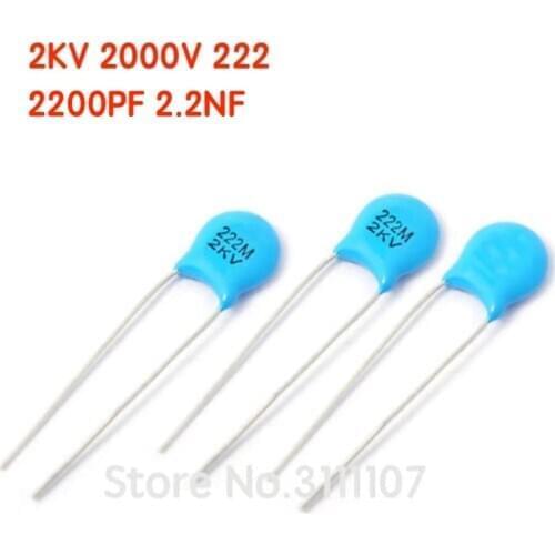 20PCS/Lot 2KV 2000V 222 2.2NF 2200PF high voltage ceramic capacitor 2KV 222K Capacitance Electronic 100%NEW