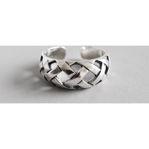 WYJZY Literary retro Roman grain convex sterling silver ring exquisite ladies casual matching clothing jewelry