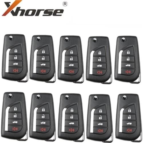 XHORSE XKTO10EN for Toyota Style(Flip-4BTN) Wired Universal Remote Key Fob 4 Button for VVDI Key Tool (English Version) 10 pcs