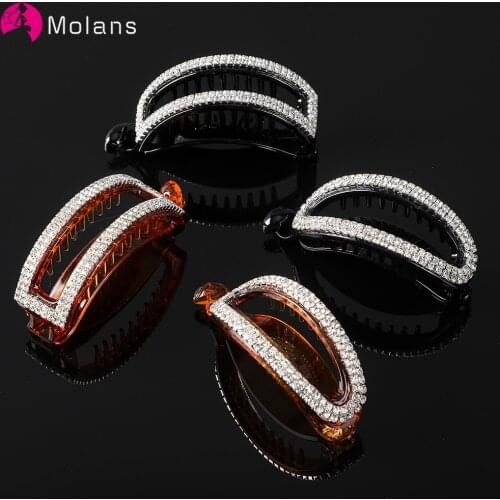 Molans Rhinestone Hair Claw Crab Bridal Hairpin Headpiece Women Ponytail Hair Clip Wedding Hair Accessories Bridesmaid Headdress