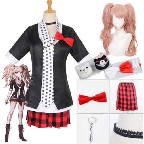 Anime Danganronpa Cosplay Wig Junko Enoshima Cosplay Costume School Girls Uniform Dangan Ronpa Halloween Costume For Women CS233