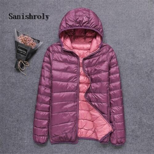 Sanishroly Two Wears 2019 Autumn Winter Female Double Coat White Duck Down Coats Women Ultra Light Down Jacket Short Hooded Outwear Tops Plus Size XL-8XL SE794
