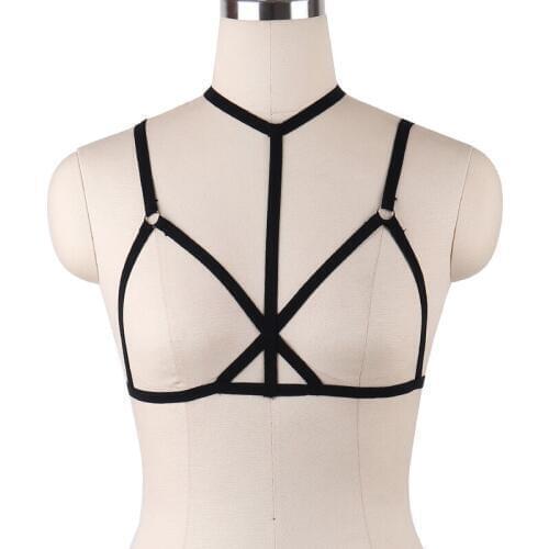 Women Sexy Bondage Harness Lingerie Handmade Fetish Wear Body Cage Bra Goth Crop Top Cupless Body Harness Punk Sexy Underwear