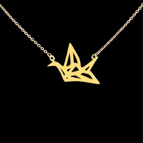 Thousand Paper Cranes gold necklace women stainless steel necklaces jewelry on the neck fashion necklace pendant gifts for woman