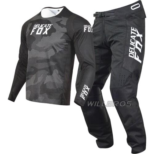 180 Oktiv Trev Racing Gear Set Motocross Jersey Pants MX MTB ATV UTV Bike Cycling Combo Kits Mens Black Suit