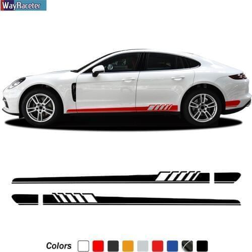 2 Pcs Door Side Stripes Skirt Sticker Vinyl Decal For Porsche Cayenne 958 955 957 GTS Panamera 971 970 Taycan Accessories
