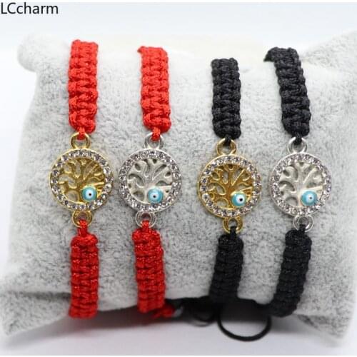 2019 Lucky Red String Rope Braided Bracelets Rhinestone Tree Bracelet Adjustable Bracelets Couple Jewelry Gift