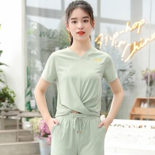 2021 Summer Casual Tracksuit Women O-Neck Sweatshirt +Long Pants 2 Pieces Set Thin Soft Female Chic Loose T-Shirt Suits S-XL