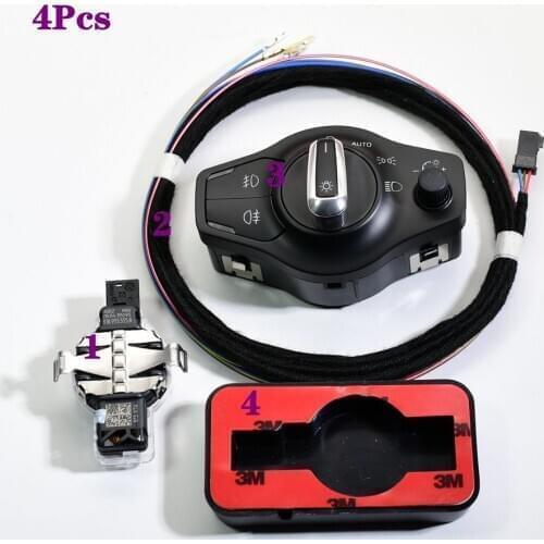 4 Pcs Chrome Auto Car Headlights Multifunction Switch & Rain Sensor Kit For A4 Q5 8K0 941 531 AS 81A 955 555 A