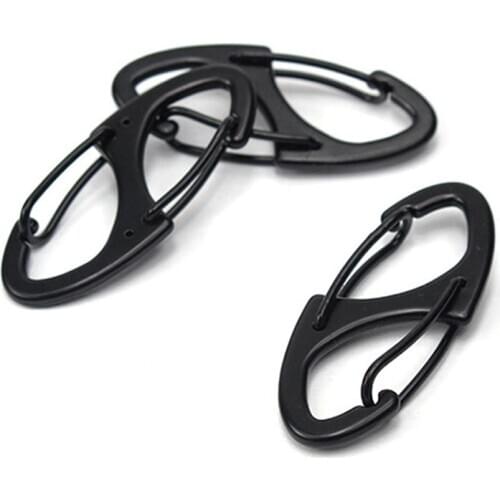 5pcs Aluminum Key Chain Clip Double Snap Hook Black Karabiner Hook Snap Keyring Camping Key