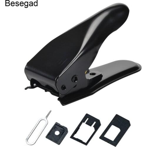 Besegad Dual 2 in 1 Micro SIM Cutter with Nano SIM Card Adapter Tray Open Needle for iPhone Samsung Xiaomi Mobile Phone Tablet