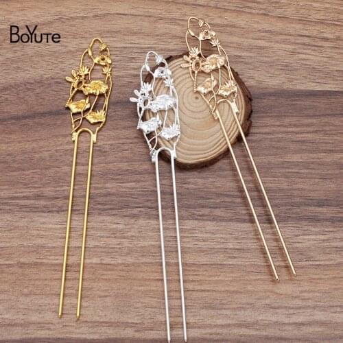 BoYuTe (5 Pieces/Lot) Vintage Bridal Wedding Hair Jewelry Accessories Diy Hand Made U Shaped Metal Hair Stick Tiara
