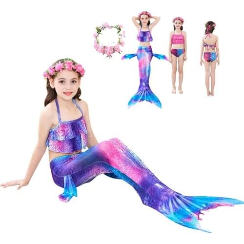 Baby Girl Swimsuit Little Mermaid Tails For Swimming with Monofin Kids Swimwear Mermaid Party Costume Swimsuit Bathing Suit