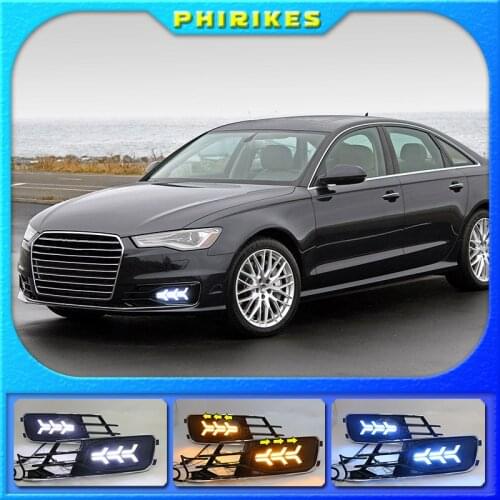 For Audi A6L 2016-2018 with Dynamic moving yellow turn signal and blue night running lightLED drl daytime running light