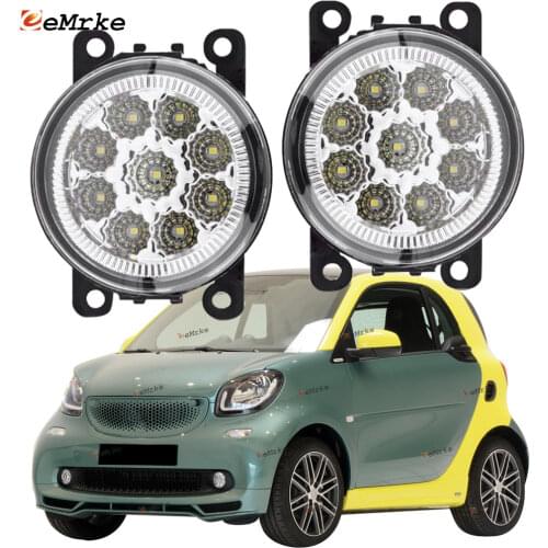 EEMRKE 2 PCS Car-Styling for SMART FORTWO Forfour 453 2015 2016 2017 2018 9-Pieces Led Fog Lights H11 12V Front Bumper Light