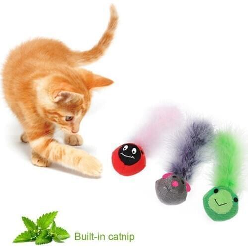 Pet Cat Toys Feather Rainbow Ball Toy Cats Small Funny Playing Toys For Cats Kitten New