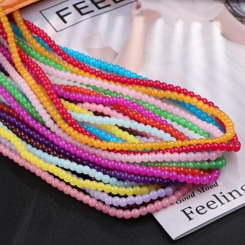 Imitation Jade Lass Beads Glass Loose Round Beads Baking Varnish Synthetic Jade For Jewelry Necklace Bracelet Making DIY