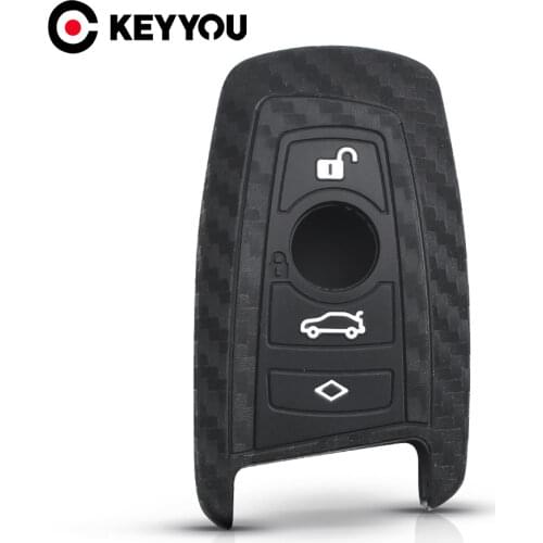 KEYYOU For BMW 1 2 3 4 5 6 7 M Series X3 X4 F20 F22 F30 F31 F36 F10 F11 F07 F12 F01 Carbon Fiber Silicone Car Key Case Fob Cover