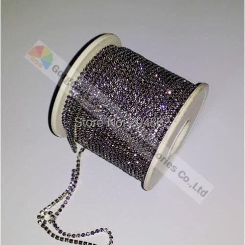 10Yards SS6 2mm Tanzanite close set crystal rhinestone chain in Silver For DIY Browbands Jewelry Findings Wedding Accessories