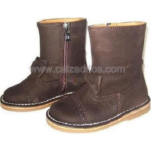 Boots brown leather with bow for girl of Eli