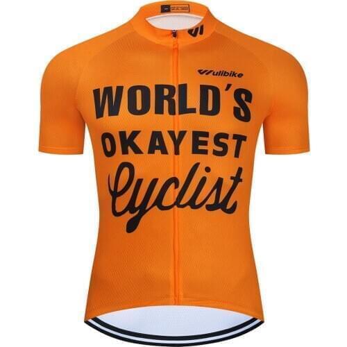 Summer Short Sleeve Jersey Breathable Cycling Clothes for Mens Bicycle Sportwear Worlds Okayest Cyclist Funny Jerseys