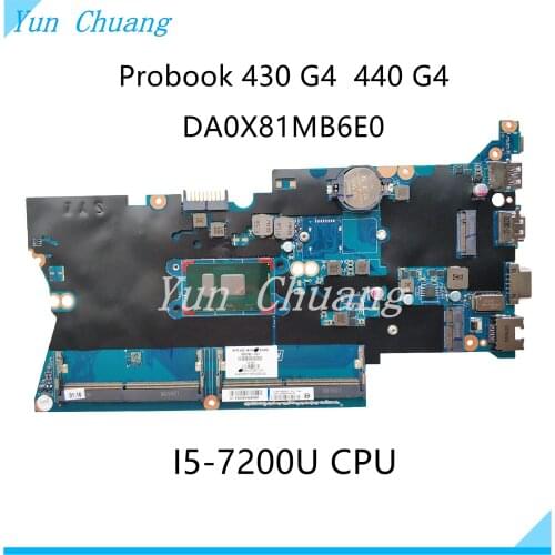 For HP ProBook 430 440 G4 Laptop Motherboard With SR2ZU i5-7200u 905794-601 905794-001 DA0X81MB6E0 MB 100% Tested Fast Ship