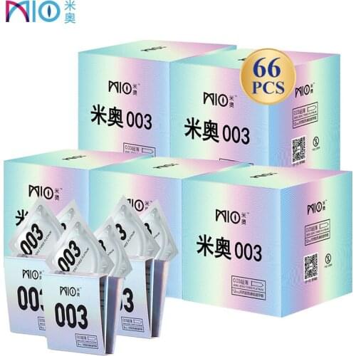 MIO 003 Ultra-thin 68Pcs Condoms Natural Latex Smooth Penis Sleeve Extra Lubriting Intimate Goods Sex Products Toys for Couple