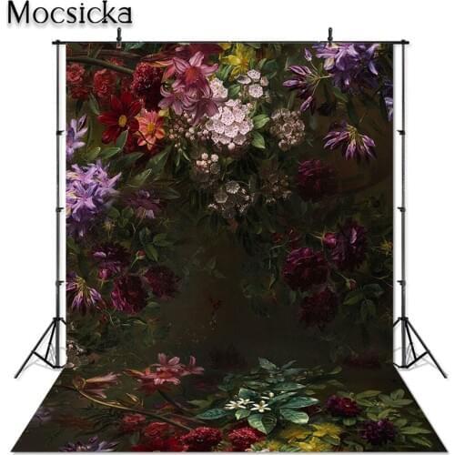 Mocsicka Oil Painting Floral Photography Backdrop Pregnancy Art Portrait Photographic Background for Photo Studio Photoshoot