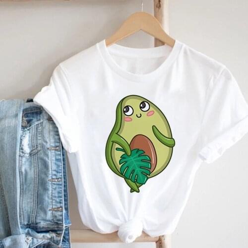 Fashion Fun Retro Top Women Summer Avocado Graphic t shirts 90s Girl Harajuku White Short Sleeve tee shirt femme Plus Size 3XL