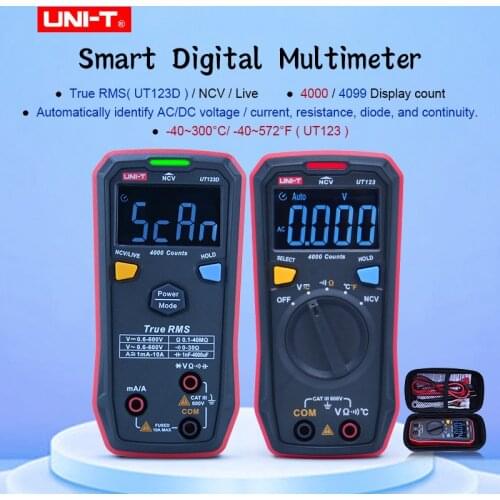 UNI-T 4000 Counts Mini Digital Multimeter UT123 EBTN Color Screen Display AC/DC Voltage Temperature NCV Tester