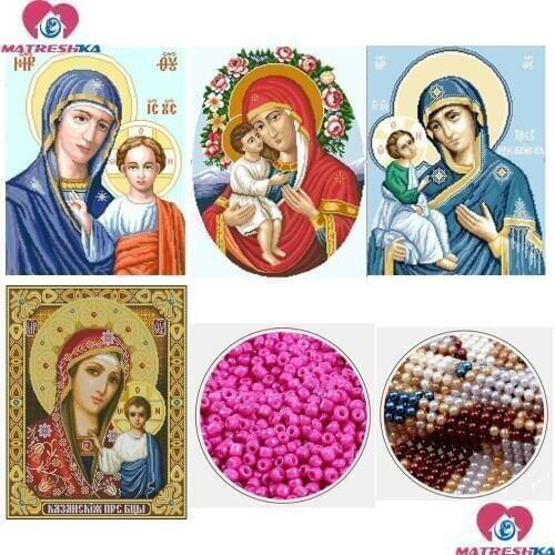 5d beaded cross stitch religion Mary Jesus embroidery beads decor 5d beaded cross stitch printed canvas kits borduren met kralen