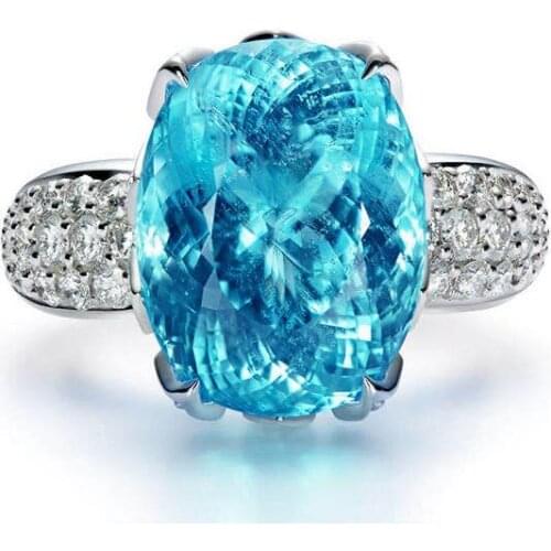 Delicate Diamond Promise Ring Jewelry Aquamarine Gemstone 925 Silver Wedding Rings For Women Girls