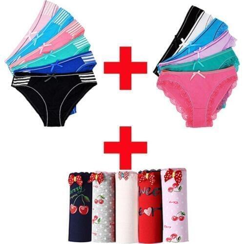 OURBLOG 3 Styles Suit Combinations 5PCS/Style Women Cotton Briefs Lace Underwear For Ladies Bikini Low waist Lingerie Panties