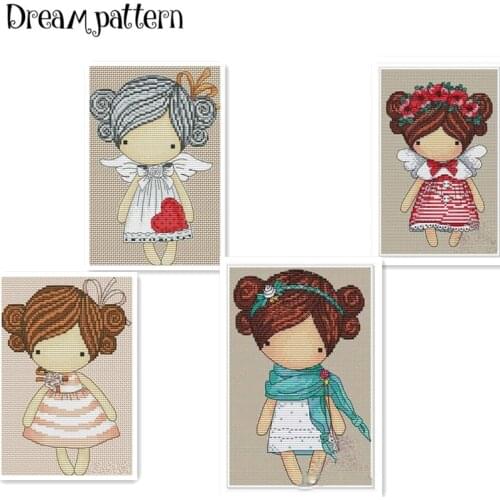 The peach girl cross stitch package magic doll DMC linen aida 14ct 11ct flaxen cloth kit embroider DIY handmade needlework