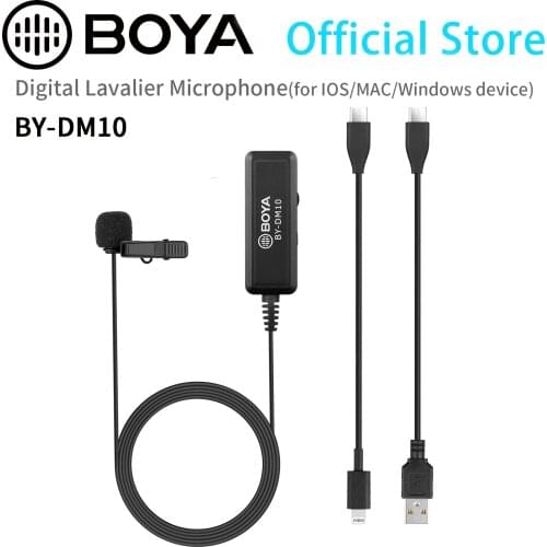 BOYA BY-DM10 Didital Lavalier Microphone for iOS Android MAC Windows Computer with Lightning USB Cable Vlog Record Youtube Video