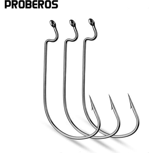 PROBEROS 500pcs Worm Fishing Hooks 8#-5/0# High Carbon Steel Carp Fishhooks For Soft Lure Barbed Wide Crank Single Hooks