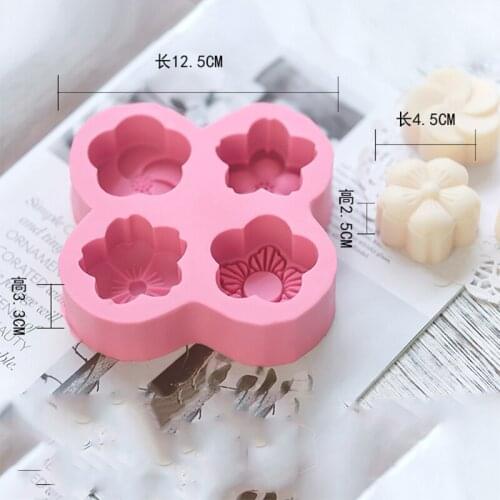 4 cavity Flower Silicone Cake Molds Aroma Resin clay Dessert Fondant Moulds baking pastry DIY Soap Candle Making Wedding Gifts
