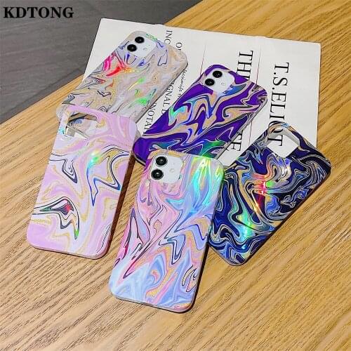 Slim Phone Case for iPhone 12 Mini 11 Pro Max XR X XS SE 2020 7 8 Plus Funda Glitter Watercolor Shockproof Protect Back Cover
