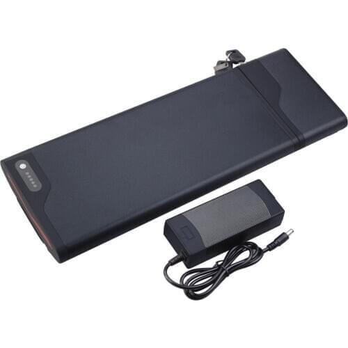 Ultra thin rear rack battery 250W 350W ebike battery pack 36V 10Ah rack carrier battery with 42V 2A charger