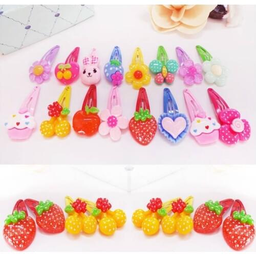 High 5/10Pcs/Lot Cartoon Kids Hair Pins Baby Infant Flower Clips Girls Lovely Hairpins Hair Accessories Random Color