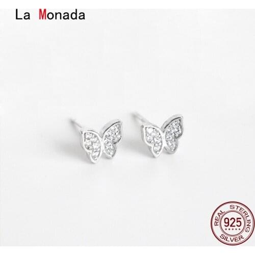 La Monada Korean Small Silver Earrings Woman Butterfly Stud Earring Silver 925 Beautiful Earrings For Women Jewelry