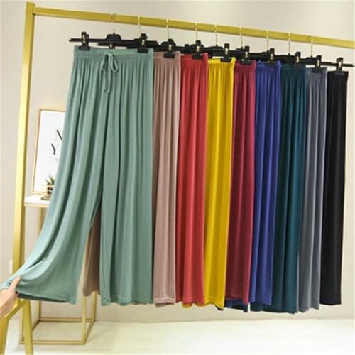 2021 summer all-match thin trousers casual straight-leg pants High waist drape modal loose large size wide leg pants women