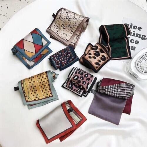 2020 Satin DIY Print Small Scarf Women Riband Handle Bags Scarf Narrow Long Wrist Small Ribbon Fashion Hair Band Scarves & Wraps